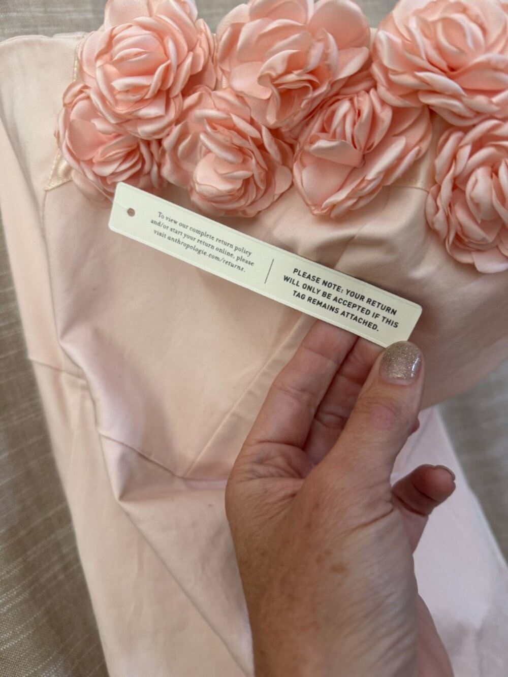 Hutch x Anthropologie 3-D Roses Strapless Pink Ruffled Hem Midi Dress Size 12 - Picture 4 of 9